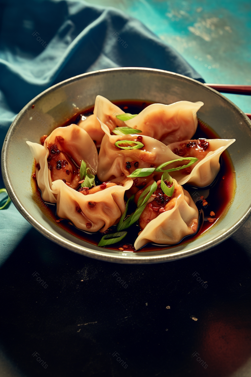 红油抄手馄饨饺子面食健康美食好吃美味,高清,摄影图,摄影图片,图片大全,摄影图免费下载